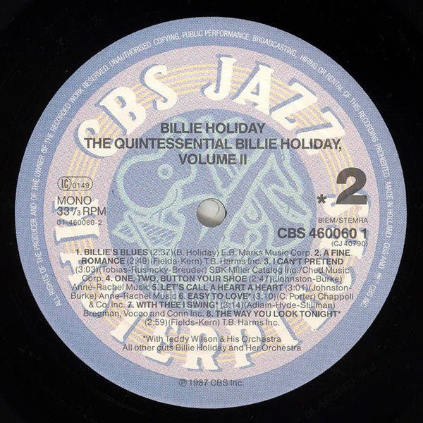 Billie Holiday - The Quintessential Billie Holiday Volume 2