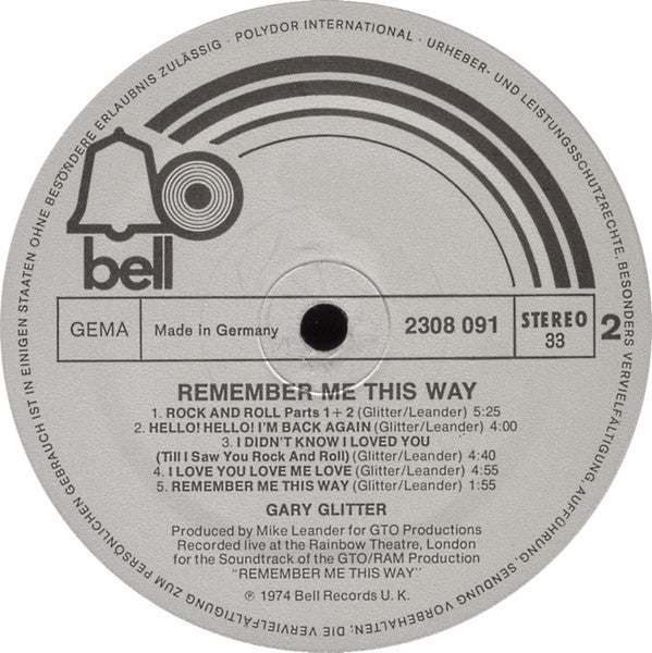 Gary Glitter - Remember Me This Way