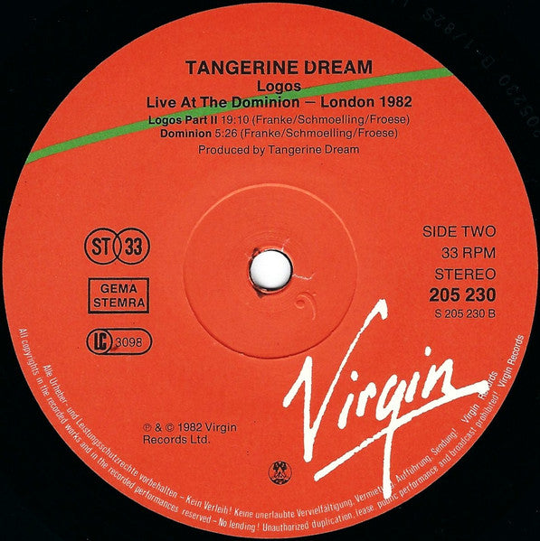 Tangerine Dream - Logos - Live At The Dominion London 1982