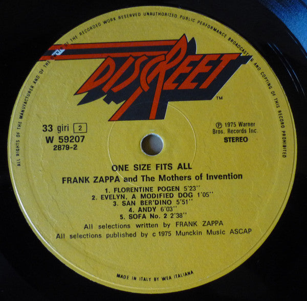 Frank Zappa - One Size Fits All