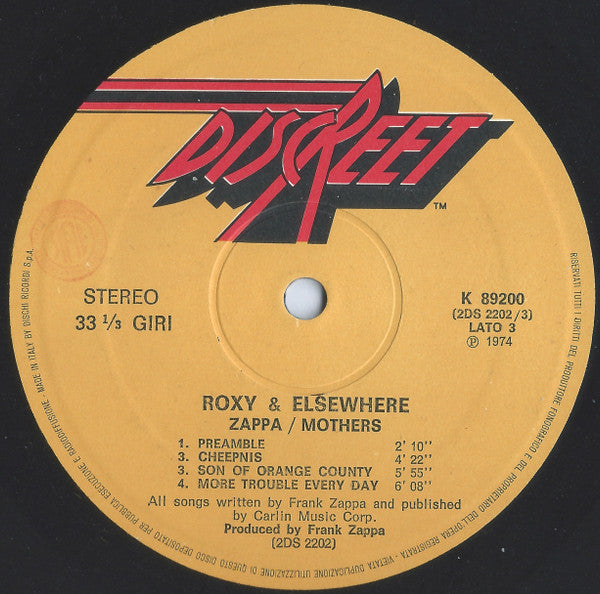 Frank Zappa / Mothers - Roxy & Elsewhere
