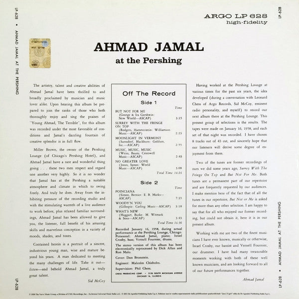 Ahmad Jamal Trio - Ahmad Jamal At The Pershing / But Not For Me - (sigillato)