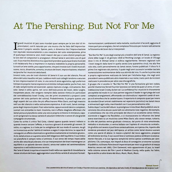 Ahmad Jamal Trio - Ahmad Jamal At The Pershing / But Not For Me - (sigillato)