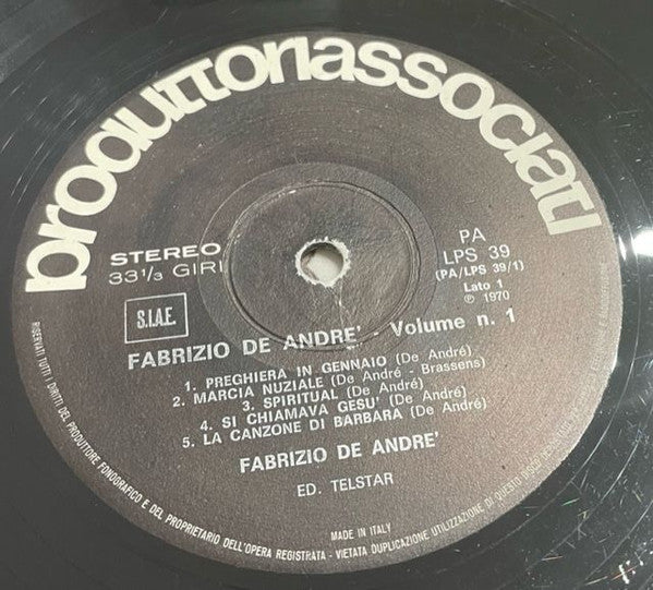 Fabrizio De André - Volume 1°