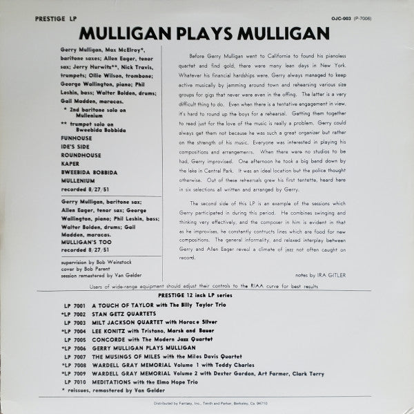 Gerry Mulligan - Mulligan Plays Mulligan