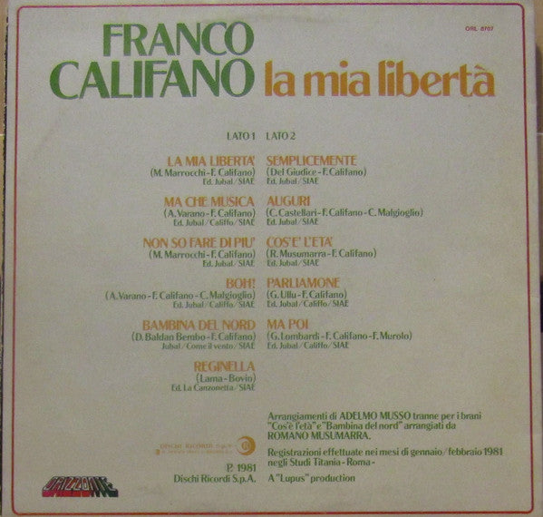 Franco Califano - La Mia Libertà