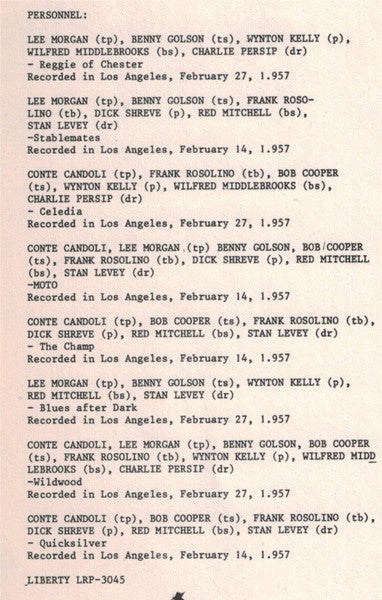 Howard Rumsey's Lighthouse All-Stars Host Charlie Persip's Jazz Statesmen With Lee Morgan, Benny Golson, Wynton Kelly – Double Or Nothin'