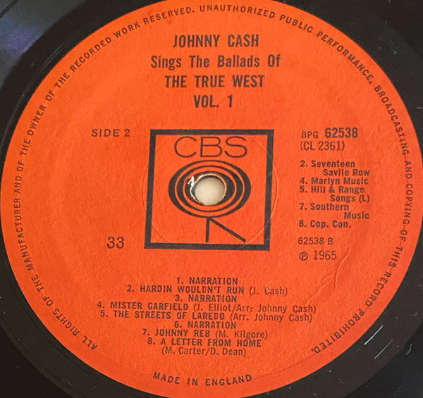 Johnny Cash - Johnny Cash Sings The Ballads Of The True West Vol. 1
