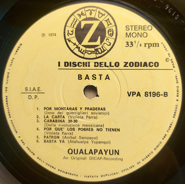 Quilapayún - Basta (Canti Rivoluzionari)