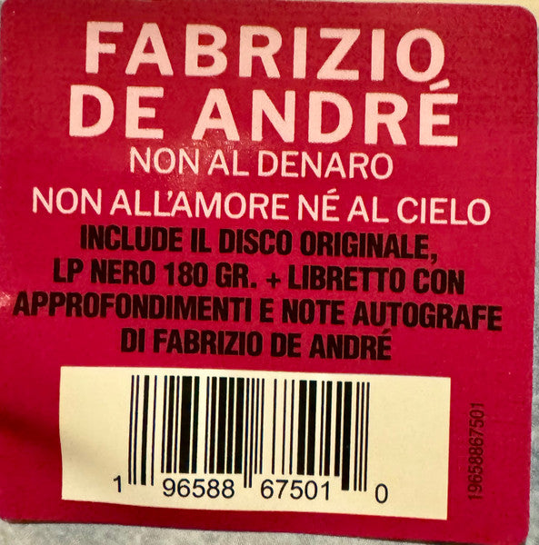 Fabrizio De André - Non Al Denaro Non All'Amore Nè Al Cielo