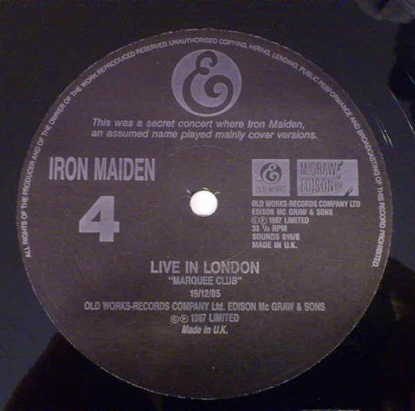 Iron Maiden - Live In London - Marquee Club - 19/12/85
