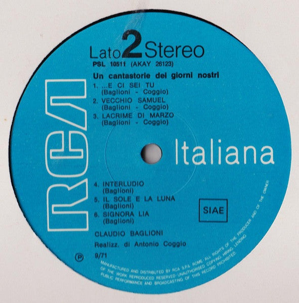 Claudio Baglioni - Un Cantastorie Dei Giorni Nostri