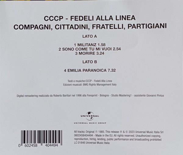 CCCP - Fedeli Alla Linea - Compagni, Cittadini, Fratelli, Partigiani (picture disc)