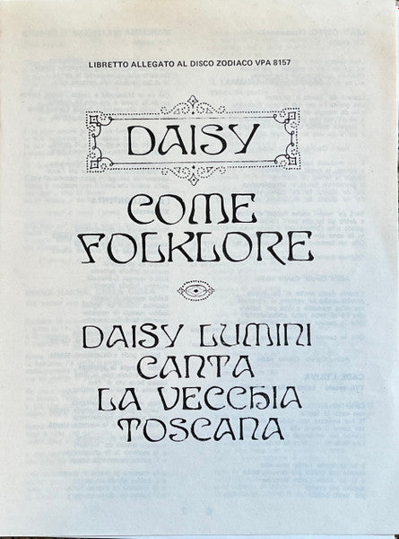 Daisy Lumini - Daisy Come Folklore (Daisy Lumini Canta La Vecchia Toscana)