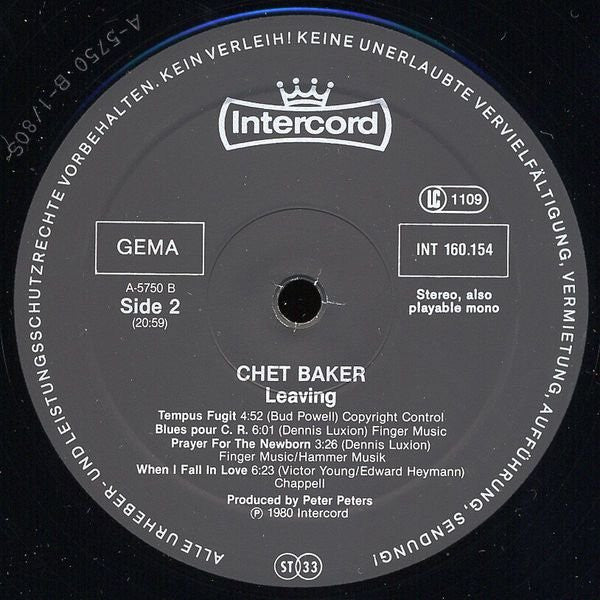 Chet Baker - Leaving