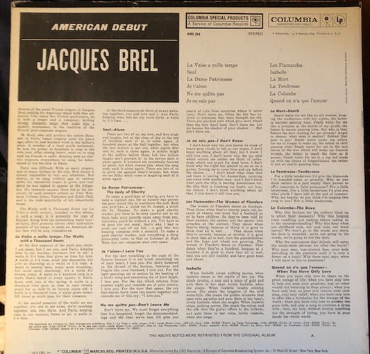 Jacques Brel - American Debut
