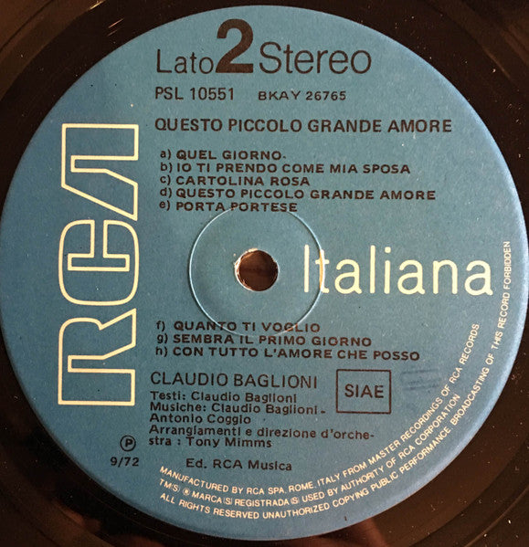 Claudio Baglioni - Questo Piccolo Grande Amore