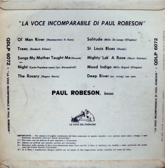 Paul Robeson - La Voce Incomparabile Di Paul Robeson