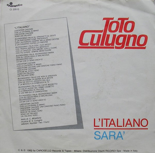 Toto Cutugno - L'Italiano (7")