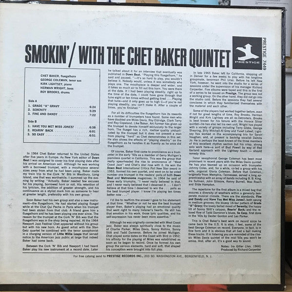 The Chet Baker Quintet - Smokin' With The Chet Baker Quintet