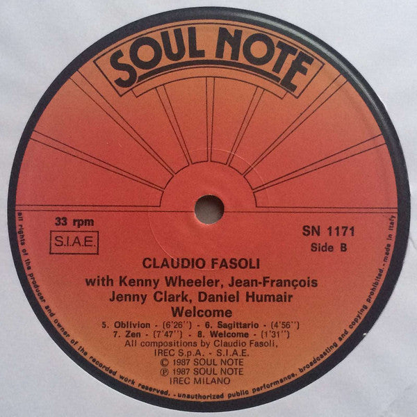 Claudio Fasoli, Kenny Wheeler, J.-F. Jenny Clark, Daniel Humair – Welcome