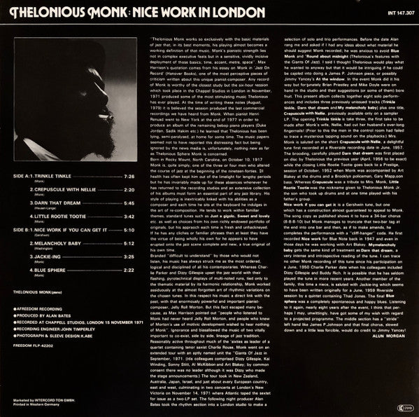 Thelonious Monk - Nice Work In London