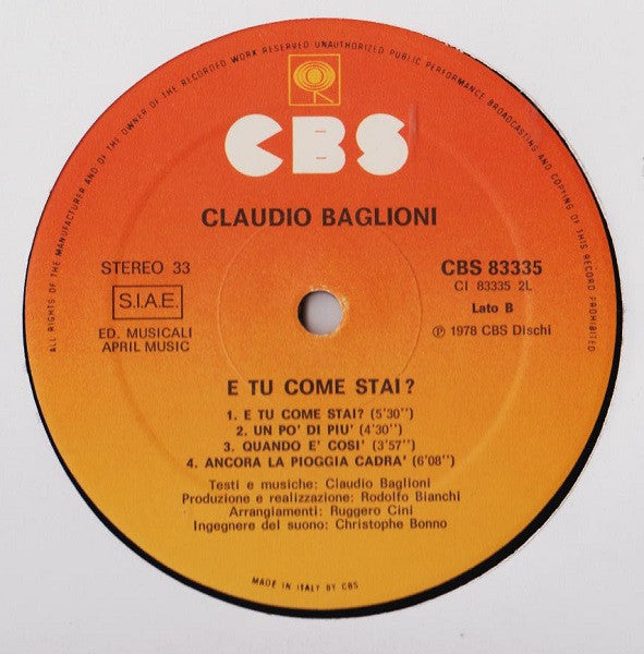 Claudio Baglioni - E Tu Come Stai?