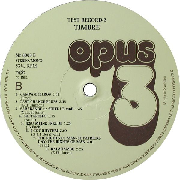 Various - Test Record 2 (Timbre)
