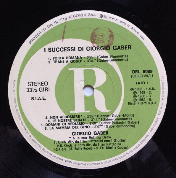 Giorgio Gaber - I Successi Di Giorgio Gaber