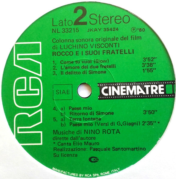 Nino Rota - Rocco E I Suoi Fratelli (Colonna Sonora Originale Del Film)