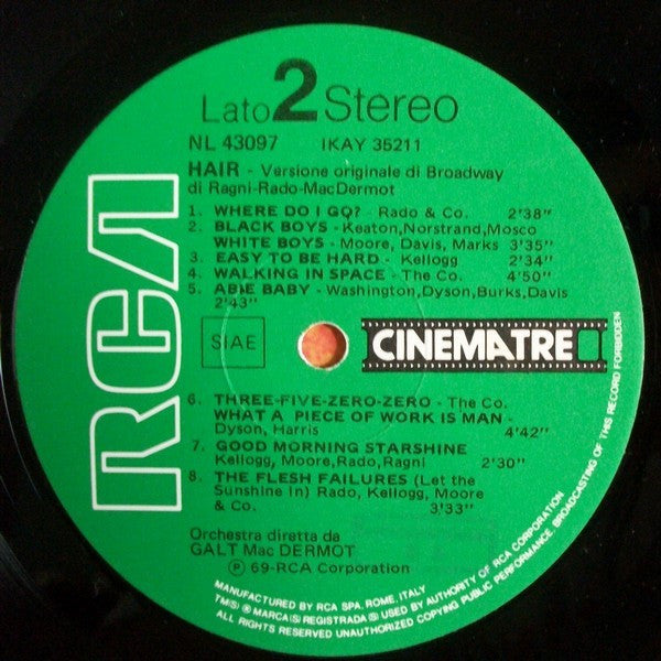 Gerome Ragni / James Rado / Galt MacDermot – Hair - Versione Originale Di Broadway Di Ragni-Rado-MacDermot