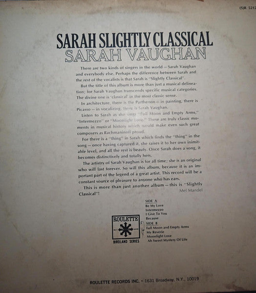Sarah Vaughan - Sarah Slightly Classical