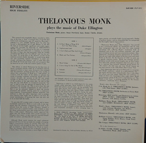 Thelonious Monk - Thelonious Monk Plays Duke Ellington