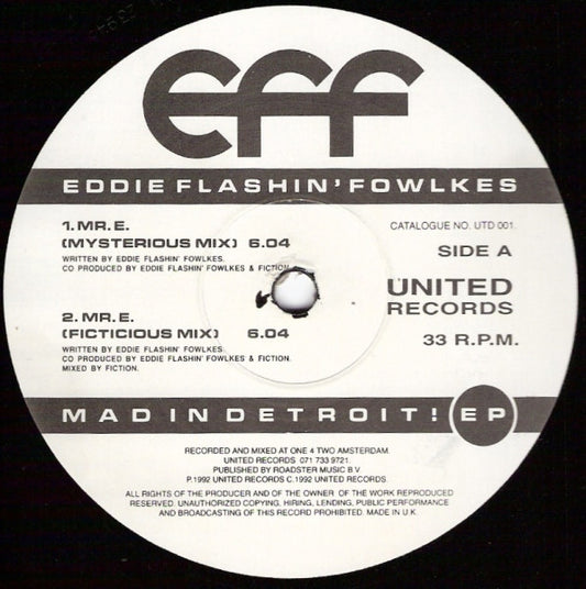 Eddie Flashin' Fowlkes ‎– Mad In Detroit! EP