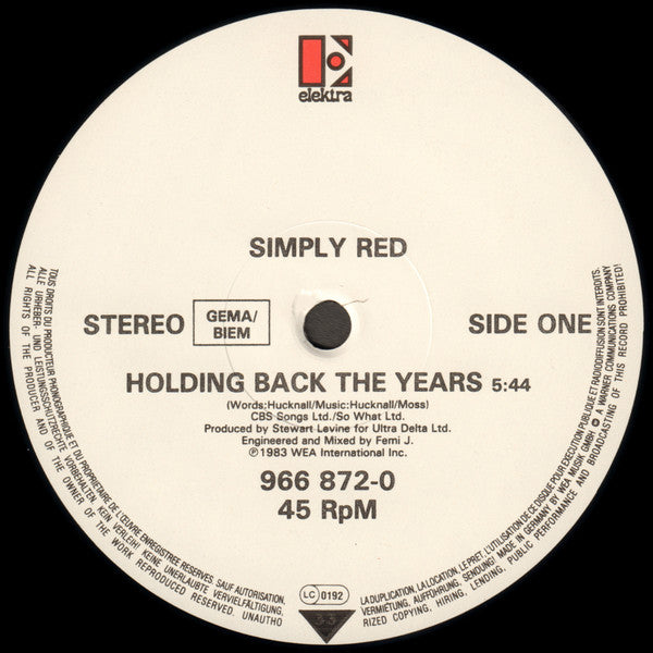 Simply Red - Holding Back The Years