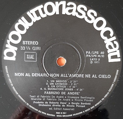 Fabrizio De André - Non Al Denaro Non All'Amore Nè Al Cielo