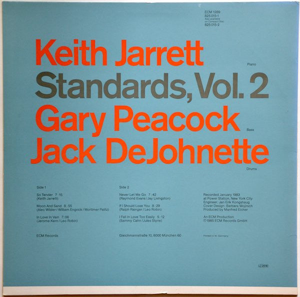 Keith Jarrett, Gary Peacock, Jack DeJohnette ‎– Standards, Vol. 2