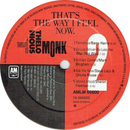 Various - That's The Way I Feel Now - A Tribute To Thelonious Monk