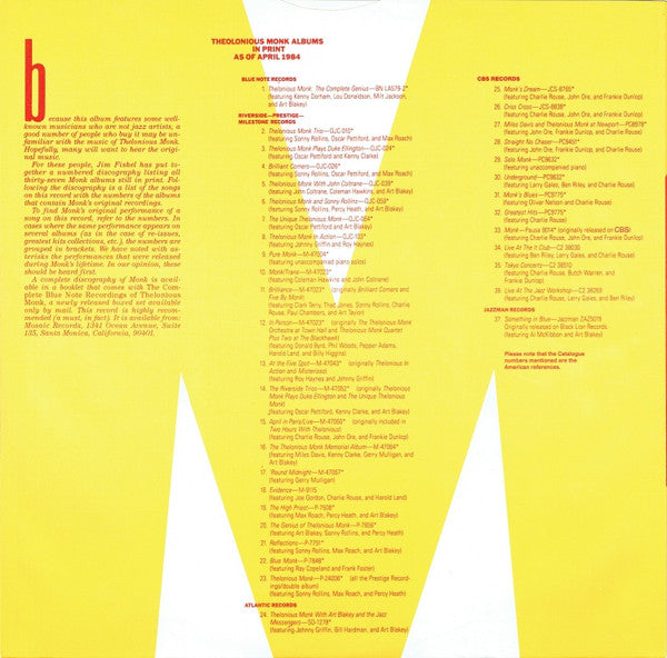 Various - That's The Way I Feel Now - A Tribute To Thelonious Monk