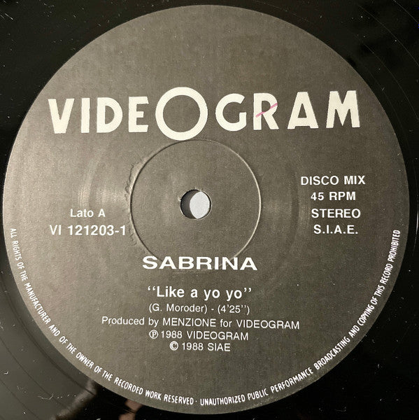 Sabrina - Like A Yo Yo / Funky Girl