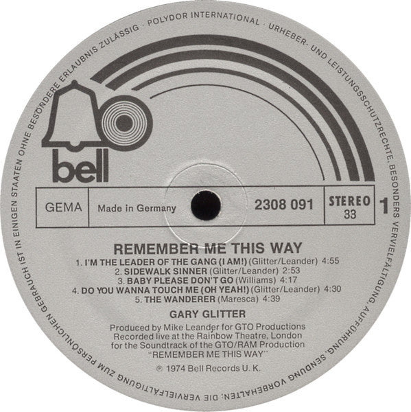 Gary Glitter - Remember Me This Way