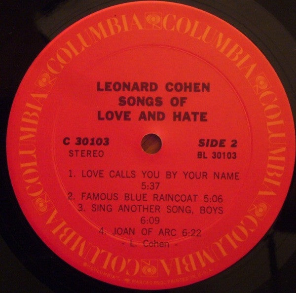 Leonard Cohen - Songs Of Love And Hate