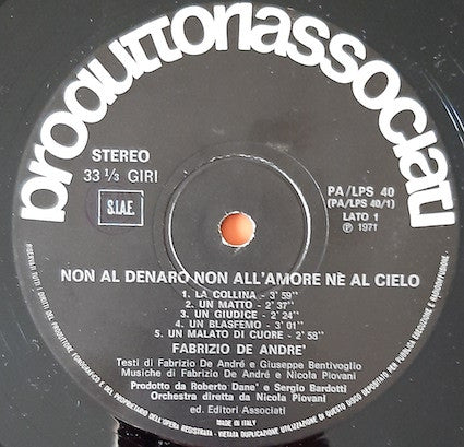 Fabrizio De André - Non Al Denaro Non All'Amore Nè Al Cielo