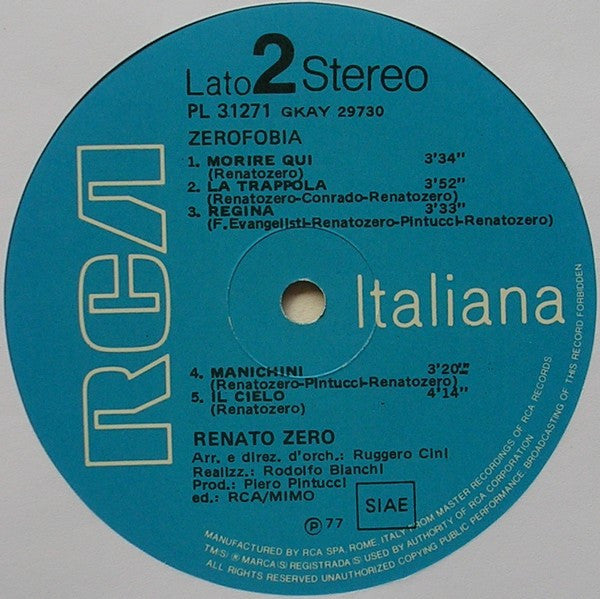 Renato Zero - Zerofobia