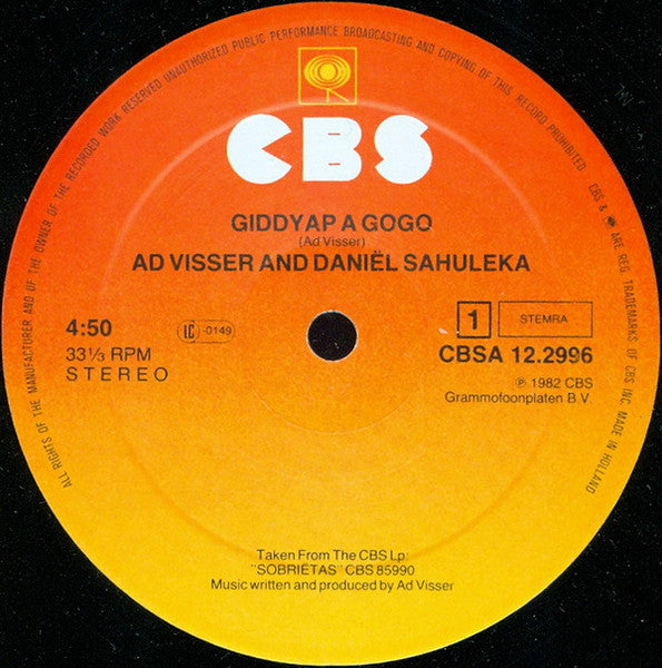 Ad Visser & Daniel Sahuleka ‎– Giddyap A Gogo
