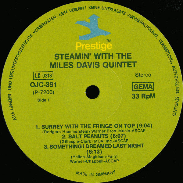 The Miles Davis Quintet - Steamin' With The Miles Davis Quintet
