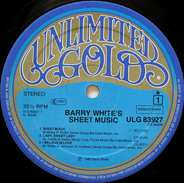 Barry White - Barry White's Sheet Music