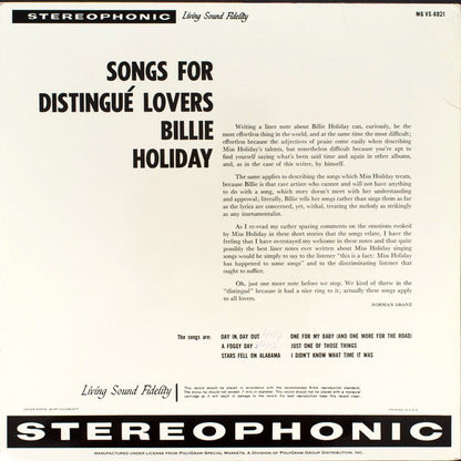 Billie Holiday - Songs For Distingué Lovers - (nuovo)
