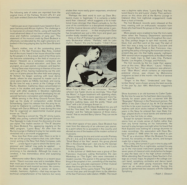 The Dave Brubeck Trio - Distinctive Rhythm Instrumentals