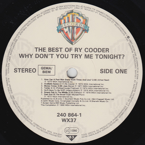 Ry Cooder - Why Don't You Try Me Tonight? The Best Of Ry Cooder